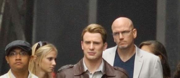 Chris Evans on the set of the AVENGERS